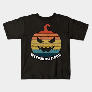 Witching Hour Retro Sunset Pumpkin Kids T-Shirt